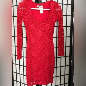 Badgley Mischka Red lace dress